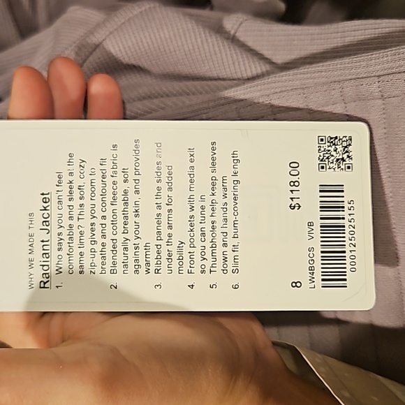 Lululemon Radiant Jacket II Violet Verbena Size 8 New - Picture 4 of 5